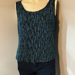 XSCAPE by Joanna Chen Shimmer Tank XL Blue Green Metallic Glam Sequin Like Shine